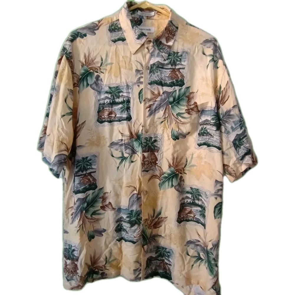 Pierre Cardin Hawaiian Shirt Men's Large Multicolor‎